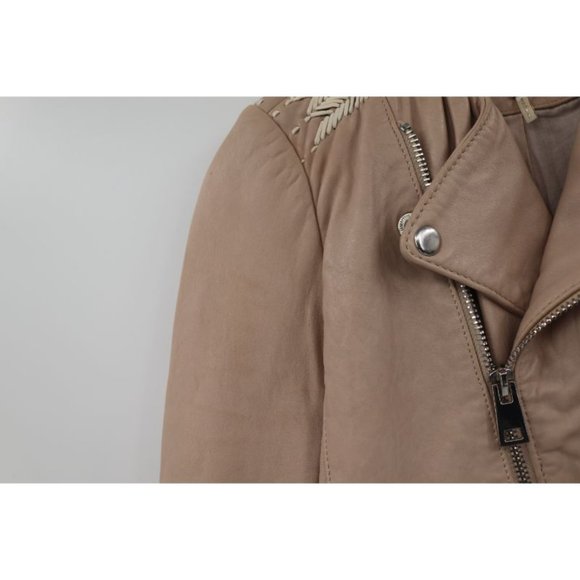 Lambskin Leather: size 36, Asymmetrical zip Moto Biker jacket - Picture 2 of 16